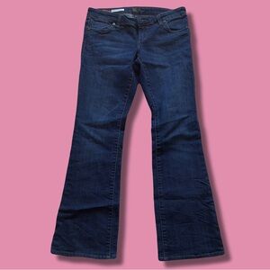 Farrah Baby Bootcut Jeans | Dark Wash Mid Rise Stretch Denim Size 2 Petite